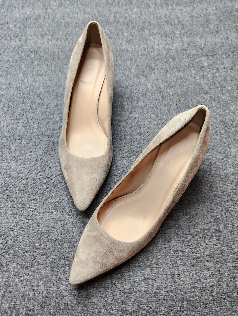 J.Crew Suede Pumps Womens‎ 9.5 Beige Pointed Toe Heels Italy